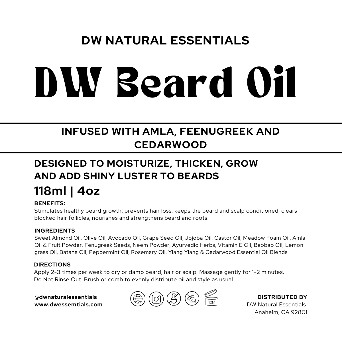 D.W. Beard Oil 4oz